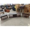 Image 1 : 3 pc Table Set with Glass Top Protectors ; Coffee Table 17" x 20" x 60" + 2 End Tables 20" x 20" x 3