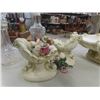 Image 5 : Chalkware Center Piece + Candle Holder, Vintage Candle Holder with Prisms, 2 Decanters