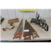 Image 1 : 3 Handsaws, Heavy Duty Mastercraft Miter Saw, Bit Brace Drill, Miter Box 