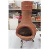Image 2 : 2 Terra Cotta Items, Small 30" Chiminea + Planter