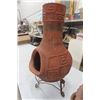 Image 5 : 2 Terra Cotta Items, Small 30" Chiminea + Planter