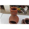 Image 6 : 2 Terra Cotta Items, Small 30" Chiminea + Planter