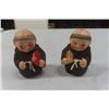 Image 3 : Hummel Goebel Porcelain Friar Tuck Salt + Pepper Shakers + Friar Tuck Napkin Rings