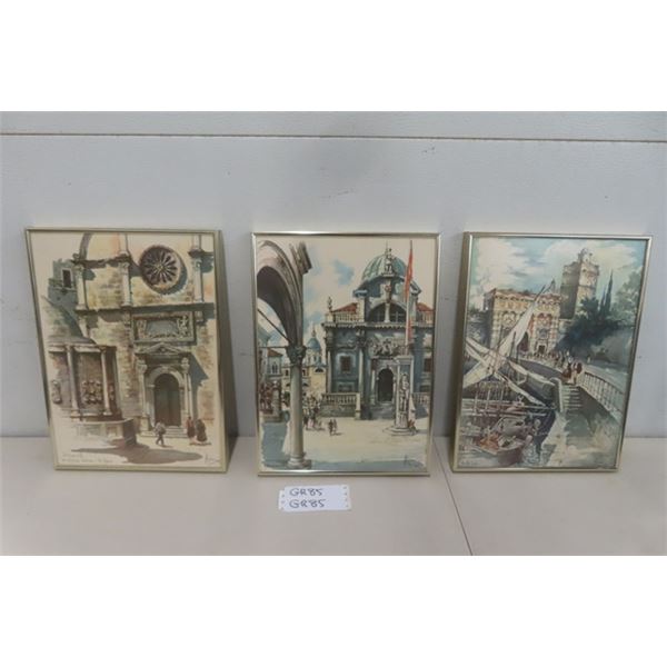 3 Framed Prints ; European Scenes? Croatia 11" x 15" 