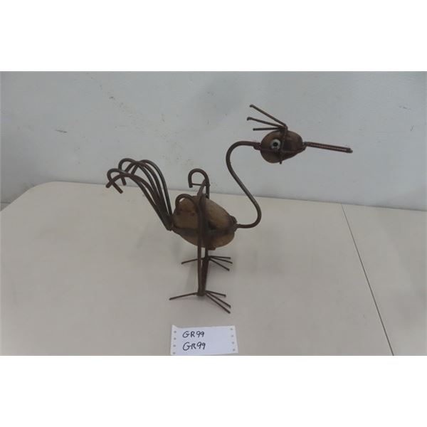 Crazy Metal Bird Art Piece with Stone Body - Approximately 12  Tall  - Hours of Fun ! 