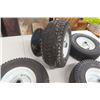 Image 2 : 4 Pairs of Utility Tires - 13 x 5.00 x 6 - 1 Has Sproket for Go-Cart - Could be used for other appli