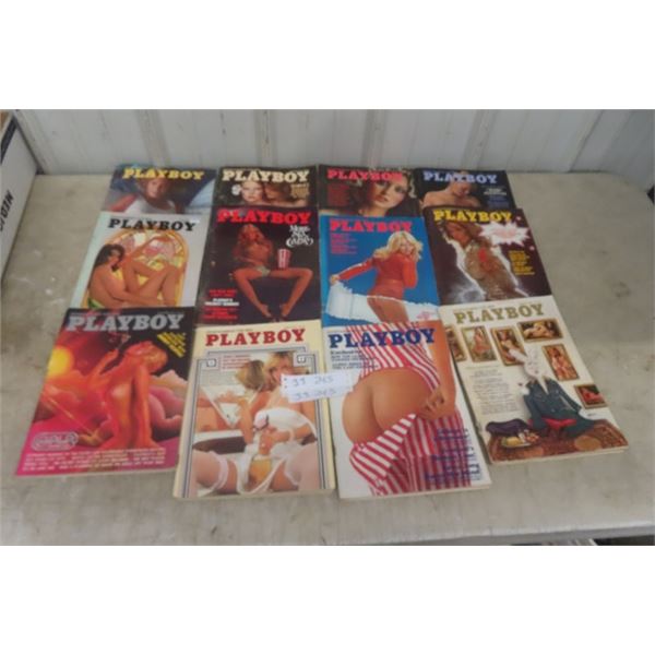 (12) 1975 Playboy Magazines -  Complete Year