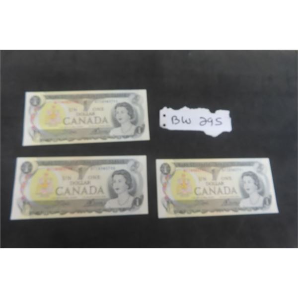 3 $1.00 Bills 1973 Consecutive S/N 3790,91,92 