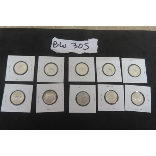 10 Canadian 25 Cent Coin Cougar 1867/1967