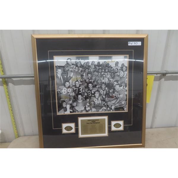 Framed Winnipeg Blue Bombers 1958 Grey Cup Champions Autographed by Kenny Pleon , Steve Patrick, Bud