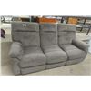 Image 1 : Grey 3 Seat Cloth Couch , Both Ends Recline 75'' Wide 