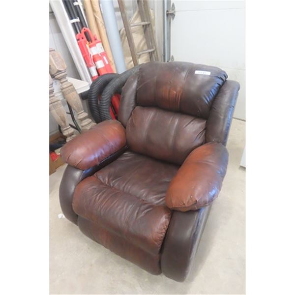 Brown Leather Look Reclining Chair - Rocker 