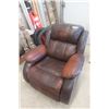 Image 1 : Brown Leather Look Reclining Chair - Rocker 