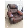 Image 2 : Brown Leather Look Reclining Chair - Rocker 