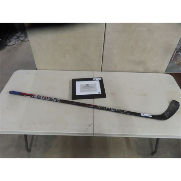 Winnipeg Jets 2011/2012 Game Used Stick Alexander Burmistrov with Framed Certifcate and Autograph 