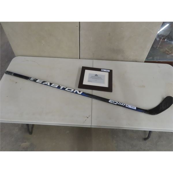 Winnipeg Jets 2011/2012 Game Used Stick Tanner Glass with Framed Certificate and Autograph