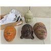 Image 1 : 3 Wood Tribal Style Masks, Porcelain Head 