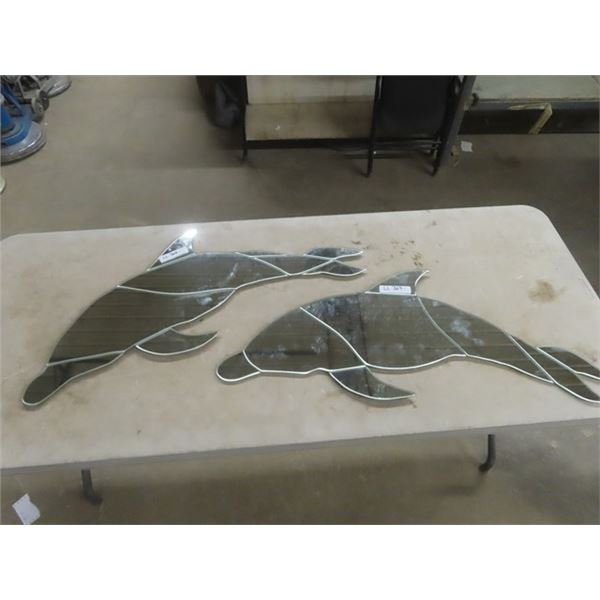 2 Dolphin Shaped Mirrors 40'' Long 