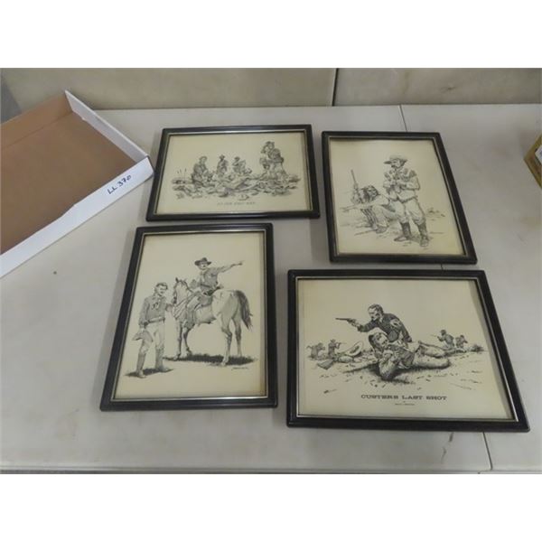 4 Framed Prints Custers Last Stand by Ernest Reedstrom All 10x13'' 