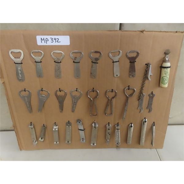 29 Assorted Bottle Openers - Drewrys , Sheas, Labatts, Plus More 