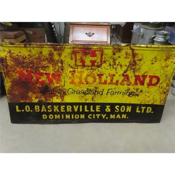 New Holland Metal Embossed Dealer Ship Sign 36'' x 70'' 