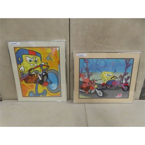 2 Framed Sponge Bob Square Pants Pictures Both 24'' x 20''