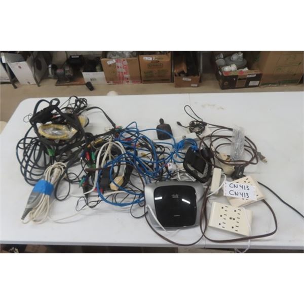 Large Assortment Cables, Plug Adapters, Mobile Inverter, Router, plus more
