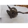 Image 8 : 2 Heavy Cast Bench Mount Hand Grinders , Small Bench Vice, 1 Grinder is McCormick 