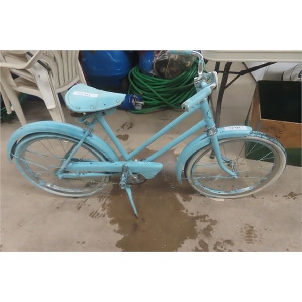 Vintage Girls Pedal Bike Painted Blue - Would Make Great Yard Art!