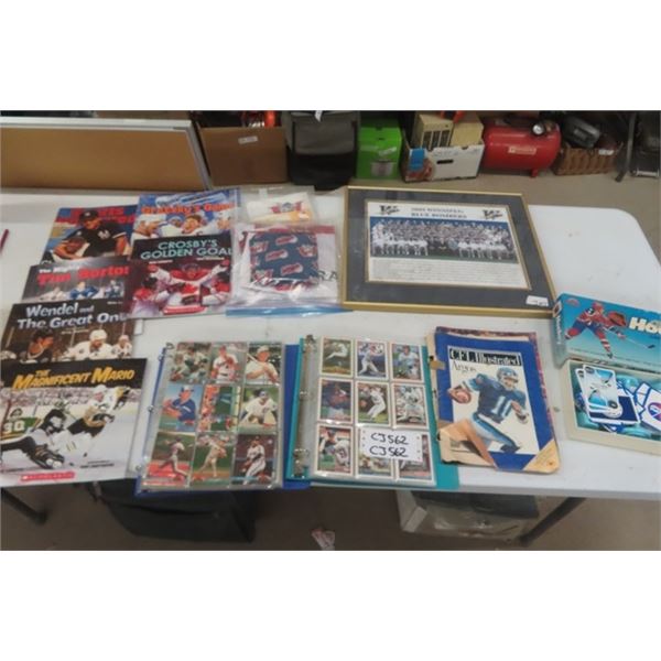 Hockey Books, Baseball Cards, 2009 WPG Blue Bombers Framed Picture, plus more