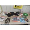 Image 1 : Harley Davidson Beanie Helmet, Harley Book, Motor Cross Magazines, Historic Racing Book, plus more