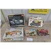 Image 1 : 5 Assorted Model Kits ; Harley Police Bike, Vega Funny Car, Harley Classic, Army Jeep, 33 Ford - 