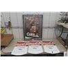 Image 1 : 1986 Framed Coca-Cola 100 Year Calendar, 3 Cardboard Coke Double Side Posters 28" x 38" 