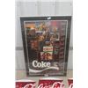 Image 2 : 1986 Framed Coca-Cola 100 Year Calendar, 3 Cardboard Coke Double Side Posters 28" x 38" 