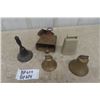 Image 1 : 5 Vintage Bells ; Cowbell, 2 Brass Bells, Bell with Handle