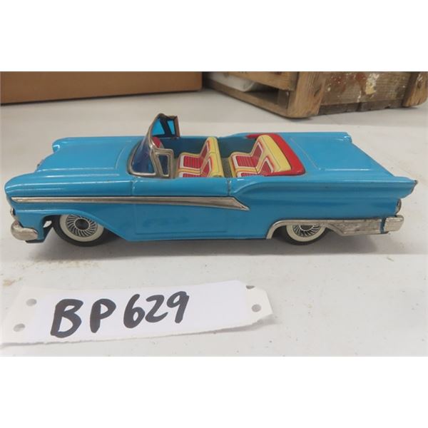 Pressed Tin 1950's Ford convertible Friction Toy - Haji Japan 8" Long