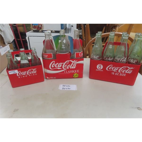 Coca-Cola 8 Pack One Pint with Plastic Case, (6) 750ml Coke Bottles, (6) 6oz Coke Bottles with Plast