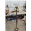 Image 1 : Vintage Floor Lamp with 3 Bulbs, Center Glass Shade 61" Tall 