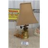 Image 1 : Brass Blow Torch Converted To Table Lamp with Shade 22"  Tall 