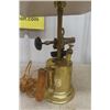 Image 2 : Brass Blow Torch Converted To Table Lamp with Shade 22"  Tall 