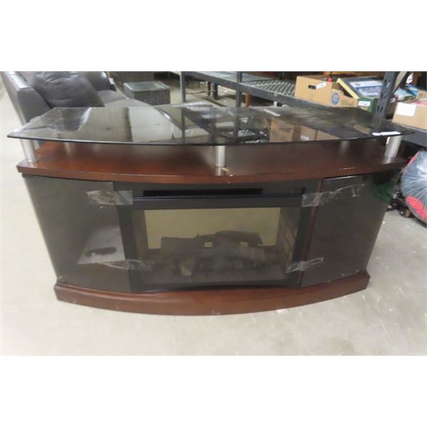 Flat Screen TV Stand with Electric Fireplace Look Heater with Remote 20" x 28" x 52"