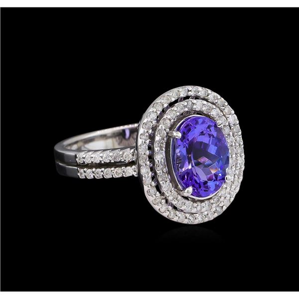 2.11 ctw Tanzanite and Diamond Ring - 14KT White Gold