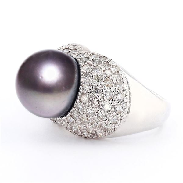 12.0mm Tahitian Cultured Pearl with 1.96 ctw Diamond 14K White Gold Ring