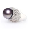 Image 1 : 12.0mm Tahitian Cultured Pearl with 1.96 ctw Diamond 14K White Gold Ring