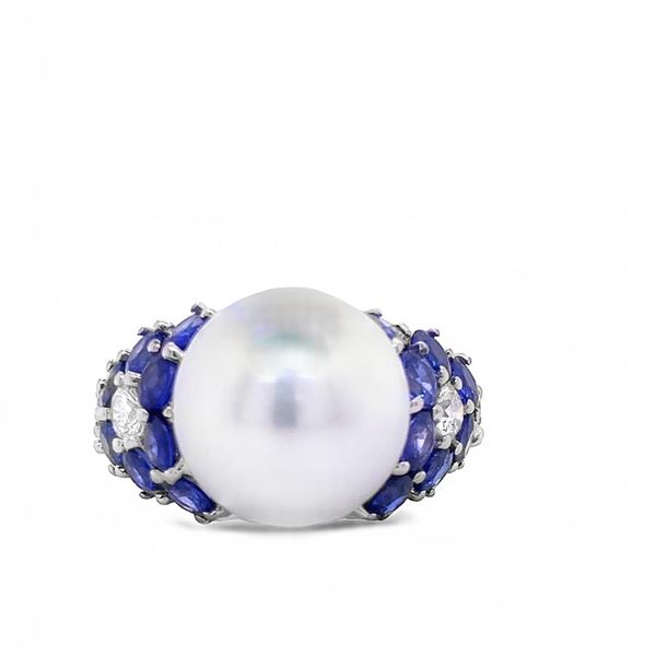 14k Sapphire and Pearl Ring