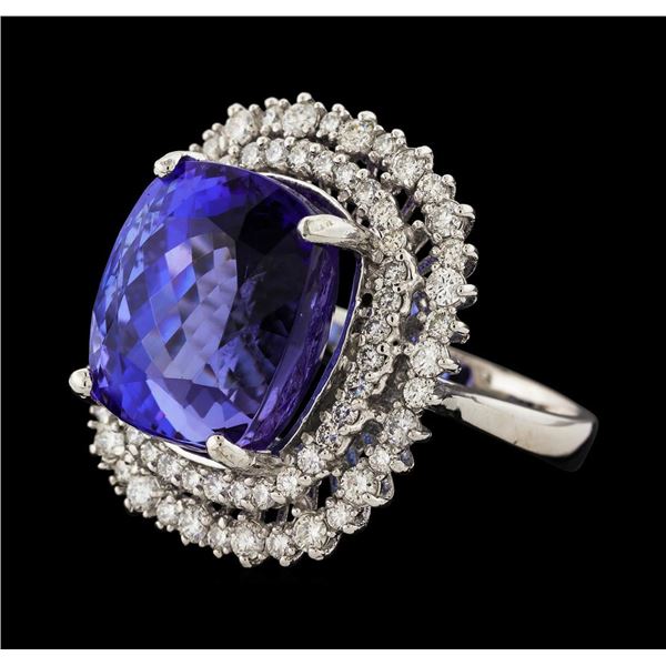 18.03 ctw Tanzanite and Diamond Ring - 14KT White Gold