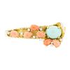 Image 1 : 17.82 ctw Turquoise and Pink Coral Bangle Bracelet - 18KT Yellow Gold