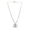 Image 1 : Chanel Silver CC Logo Rhinestone Necklace