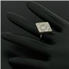 Image 7 : Antique 14K White Gold 1.67 ctw European & Single Cut Diamond Rhombus Platter Ri