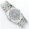 Image 3 : Rolex Mens SS Meteorite Diamond & Ruby Channel Set Datejust Wristwatch